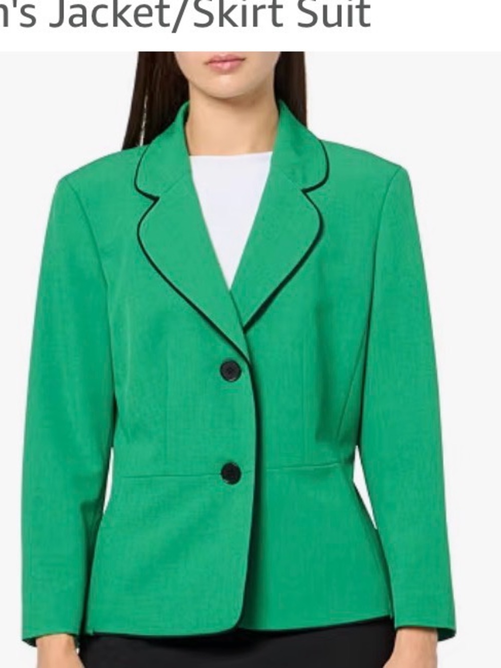LE SUIT Women's Green Piped Blazer Jacket